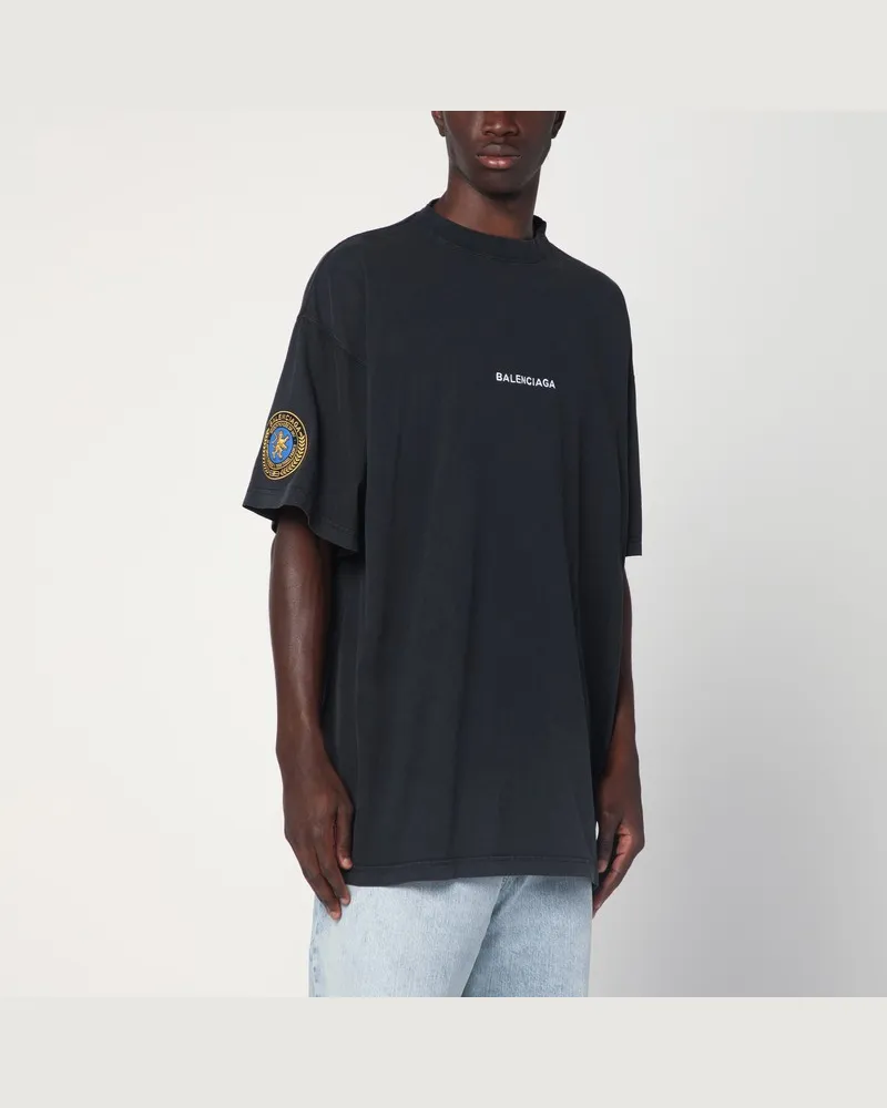 Balenciaga Verwaschenes schwarzes Fleece-T-Shirt von Uniform Merch Schwarz