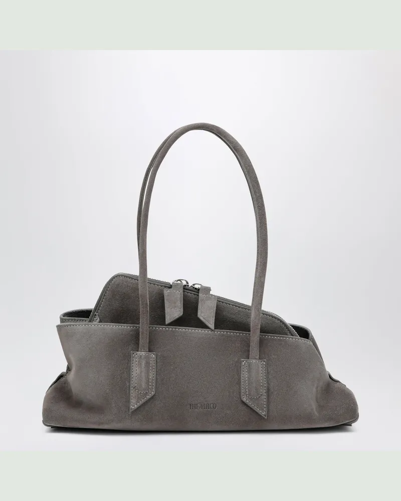 ATTICO La Passeggiata Small Tasche aus grauem Veloursleder Grey