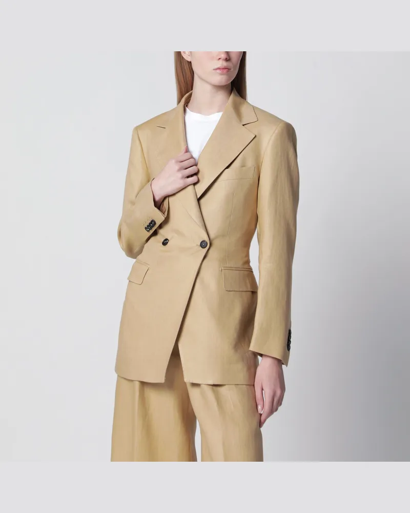 Tagliatore Einreihiger Blazer aus beigem Leinen Beige