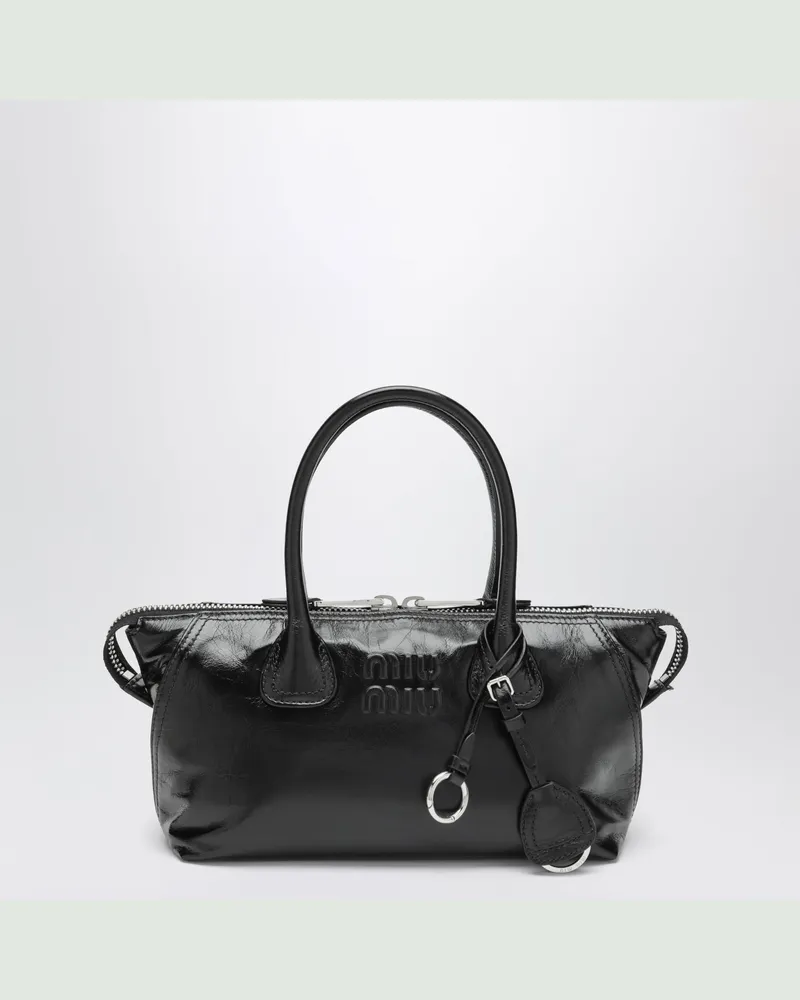 Miu Miu Handtasche aus glänzendem schwarzem Leder Black