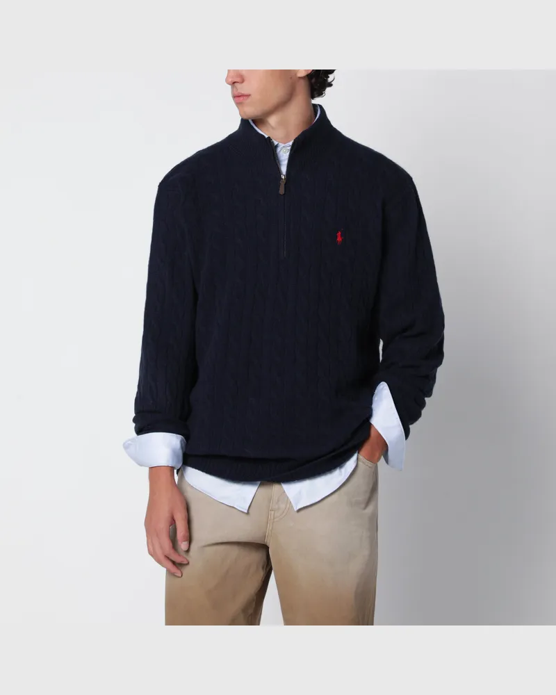 Ralph Lauren Hunter Navy Pullover aus Wolle und Kaschmir Blue