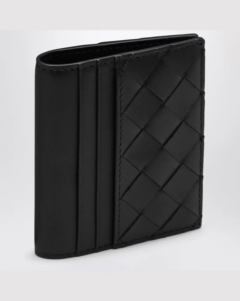 Bottega Veneta Schwarzes Kreditkartenetui mit Flechtmotiv 