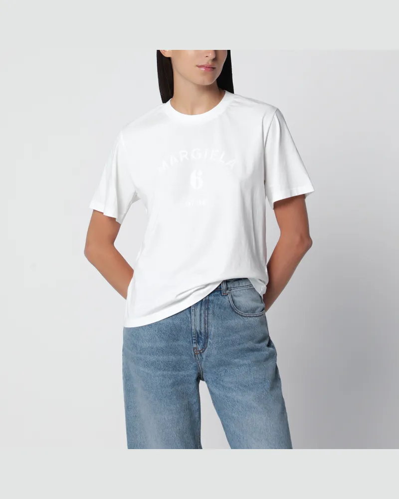 Maison Margiela Weißes T-Shirt aus Baumwolle mit Logo-Print White