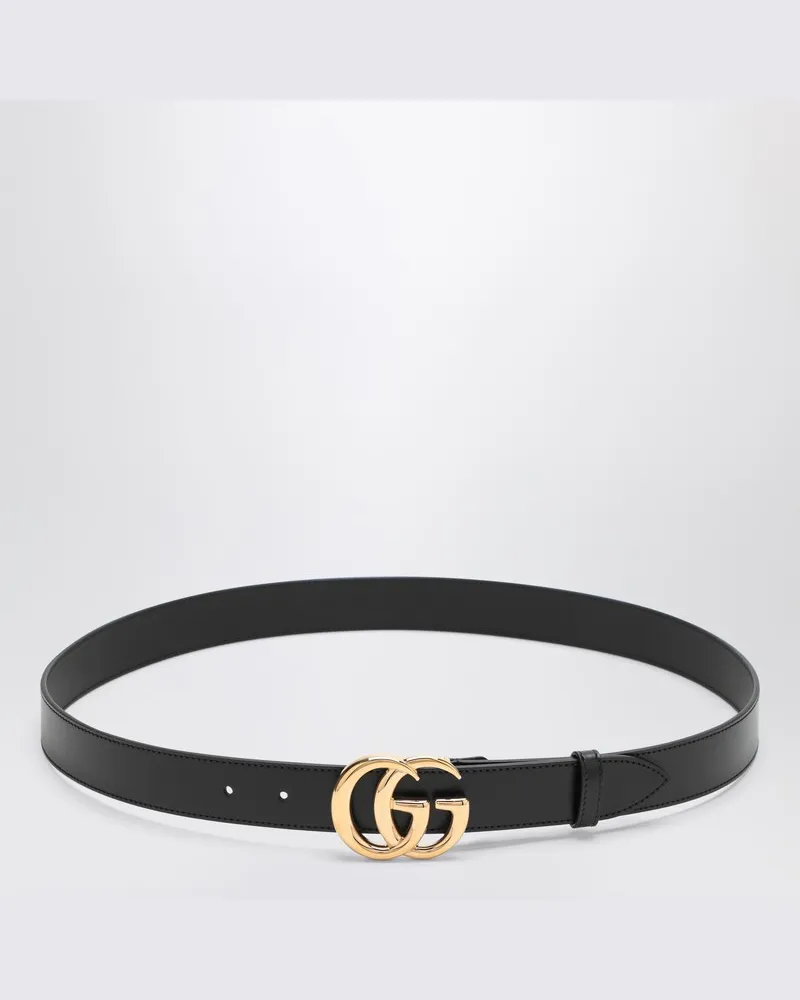 Gucci Schwarzer Gürtel mit Doppel-G-Schnalle Schwarz