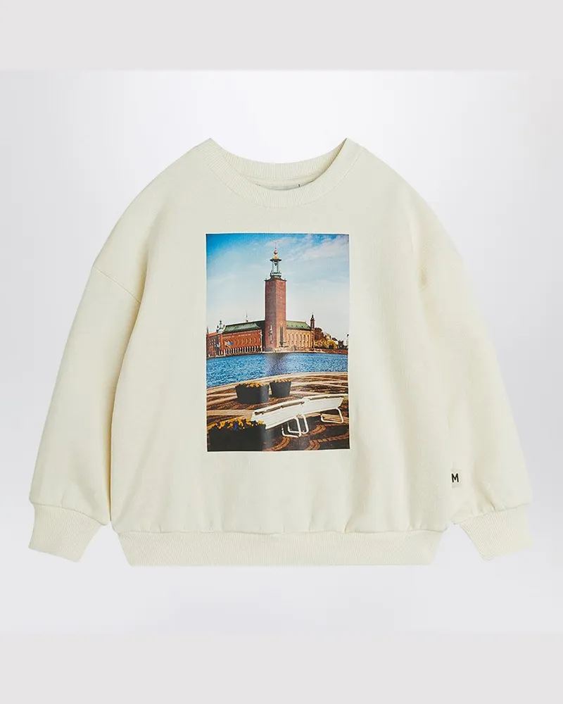 Mini Rodini Weiße Sweatshirt mit Rathausdruck Weiß