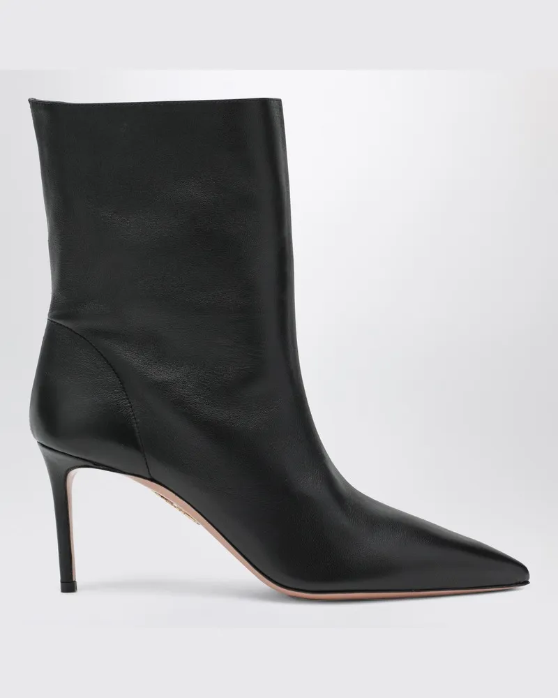 Aquazzura Schwarze Lederstiefelette Schwarz