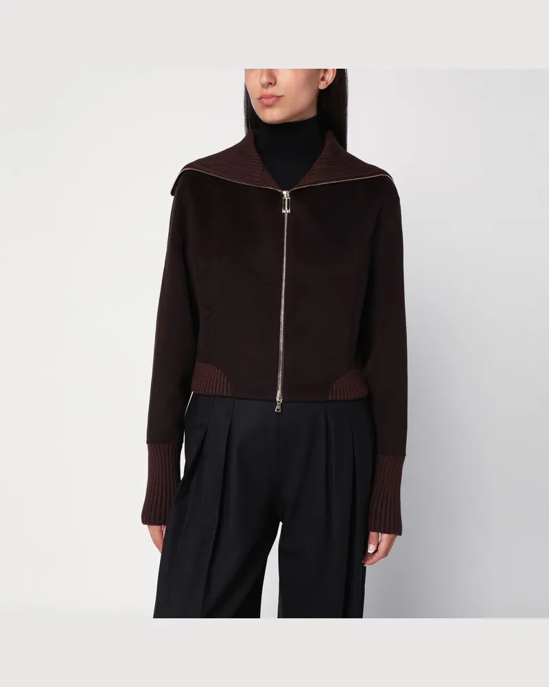 Victoria Beckham Brauner Cardigan mit Reißverschluss Braun
