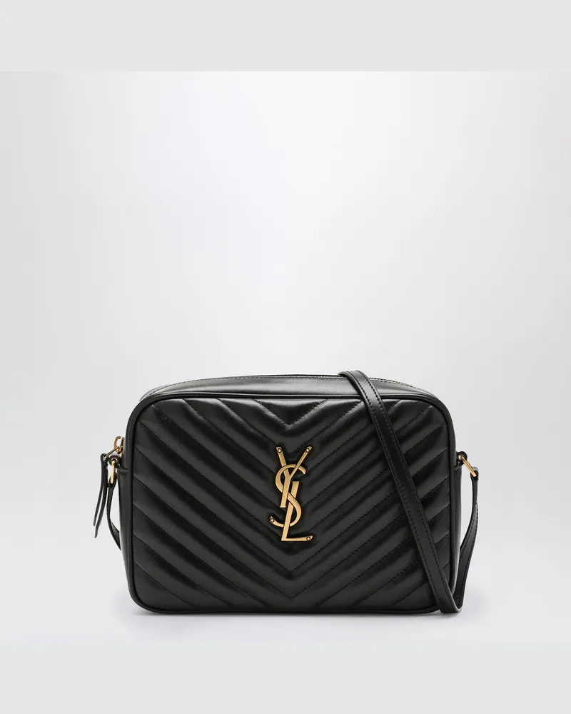 Saint Laurent Lou Camera Bag aus schwarzem gestepptem Leder Black