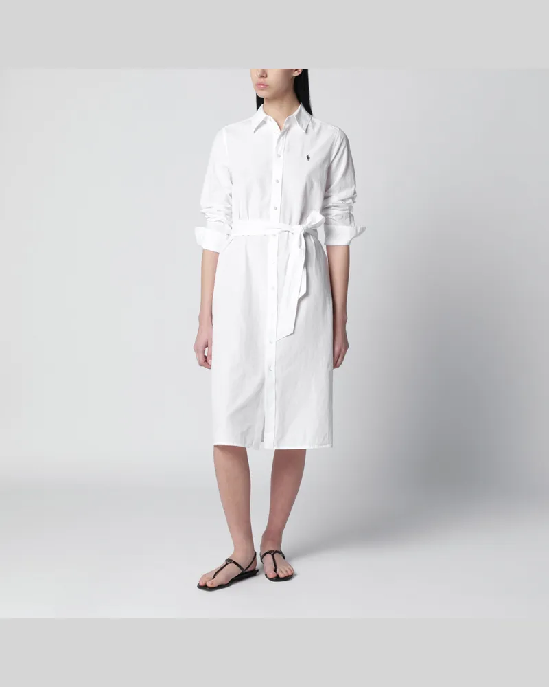 Ralph Lauren Weißes Hemdblusenkleid aus Baumwolle White