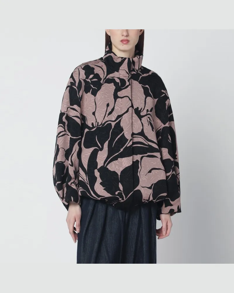 Dries van Noten Schwarze Jacke mit floraler Jacquardstruktur Schwarz