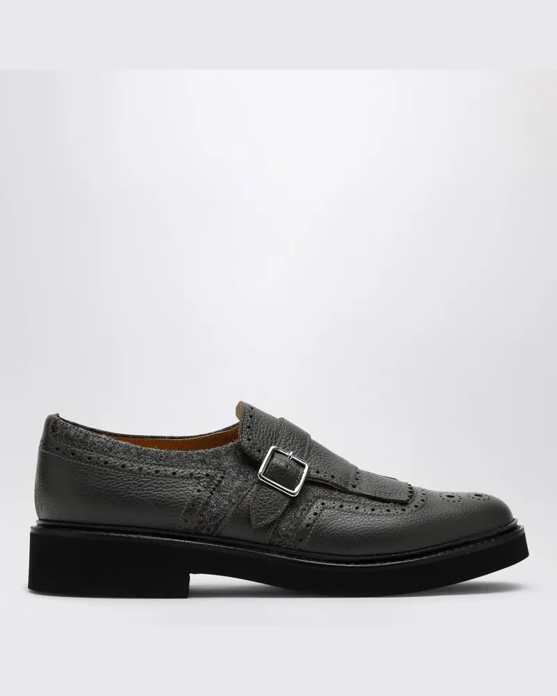 Doucal´s Grauer Schuh aus Leder mit Schnalle und Fransen Braun