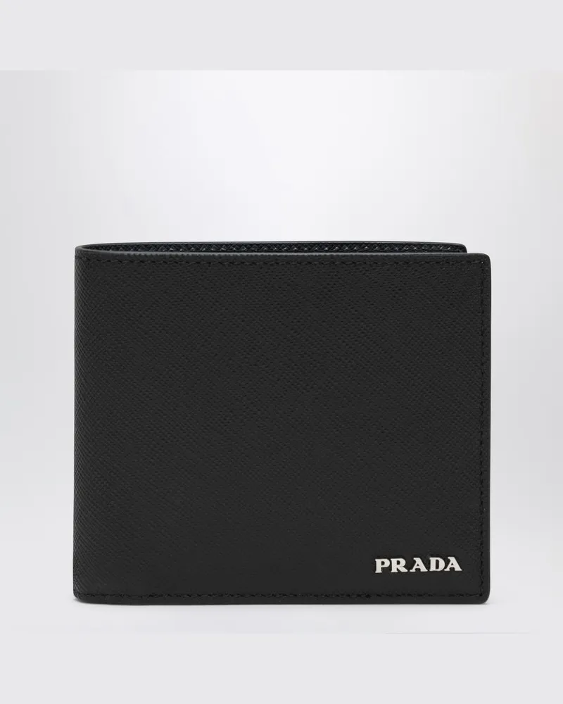 Prada Schwarz/blaue Saffiano-Geldbörse mit Logo Schwarz