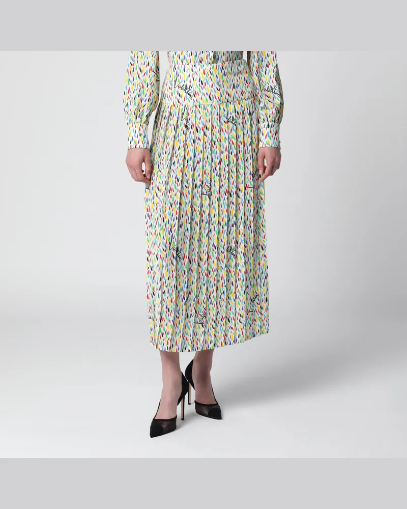 Valentino Garavani Mehrfarbiger Midirock aus plissierter Seide Multicolor