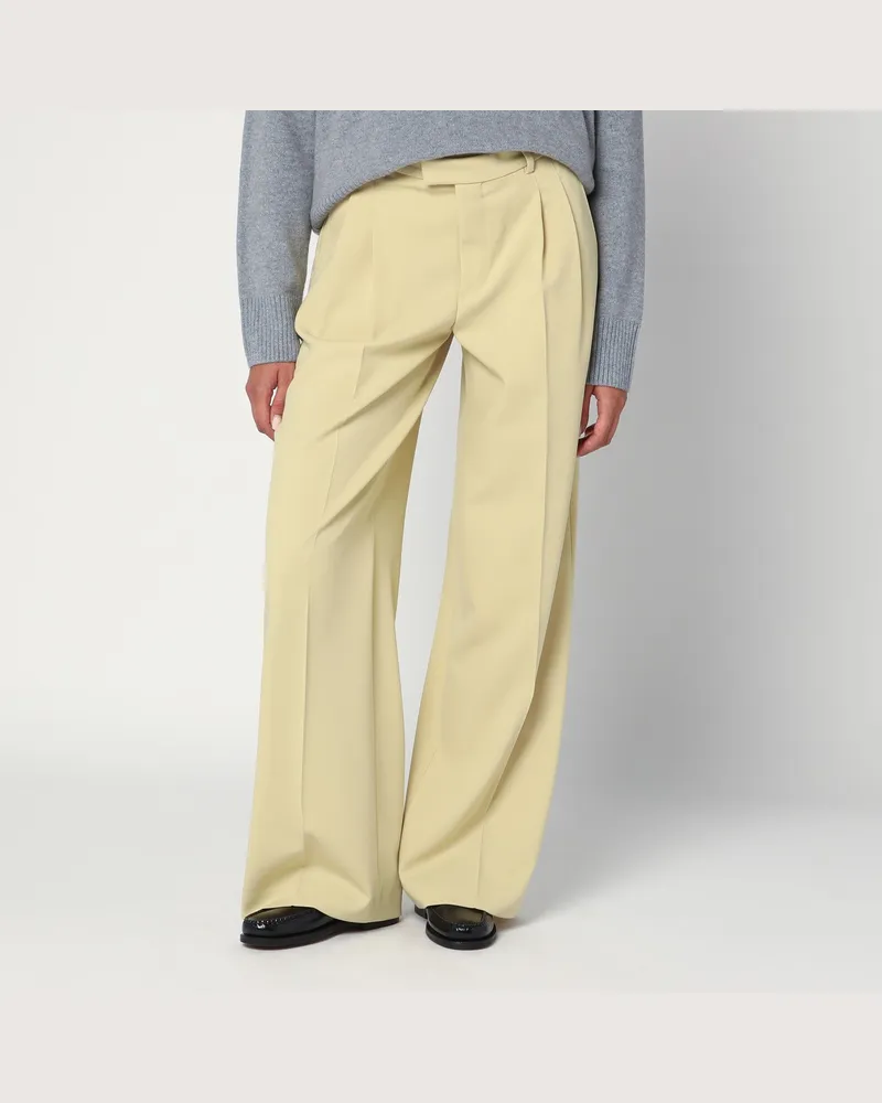 AMI Paris Weite Hose in Limettenfarbe aus Wolle 