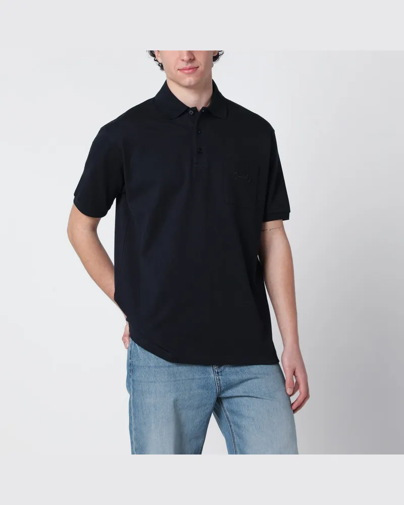Gucci Mitternachtsblaues Stretch-Baumwoll-Piqué-Poloshirt Blue