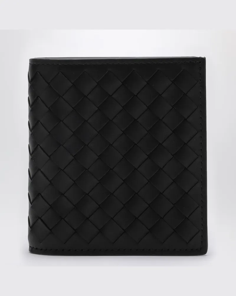 Bottega Veneta Schwarzes Intrecciato-Bi-Fold-Portemonnaie Schwarz
