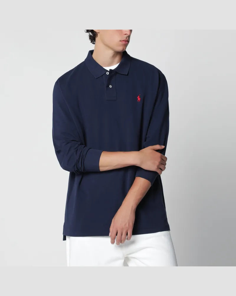 Ralph Lauren Blaues Baumwoll-Poloshirt Custom Slim-Fit Blue