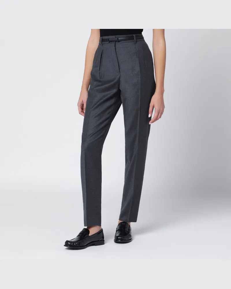 Max Mara Dunkelgraue Wollhose Grün