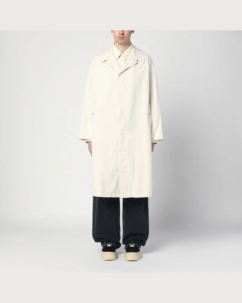 Maison Margiela Einreihiger Trenchcoat Elfenbein aus Baumwolle Grau