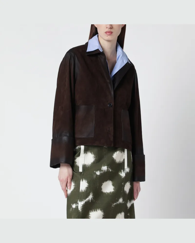 Loewe Braune Jacke aus Lammnappa mit Dé­lavé-Effekt Brown