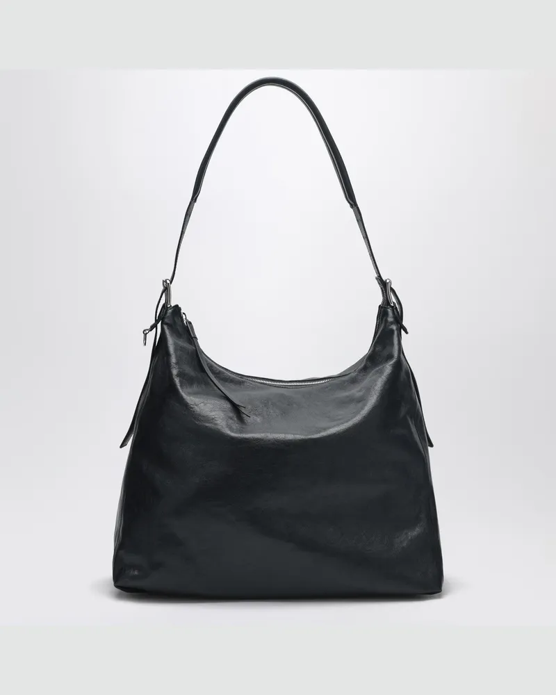 Christophe Lemaire Navyblaue Hobo-Bag aus Leder mit Gürtel Blue