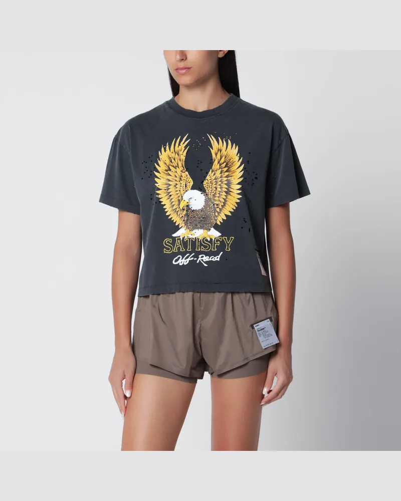 Satisfy MothTech T-Shirt aus Baumwolle in verwaschenem Schwarz mit Print Black