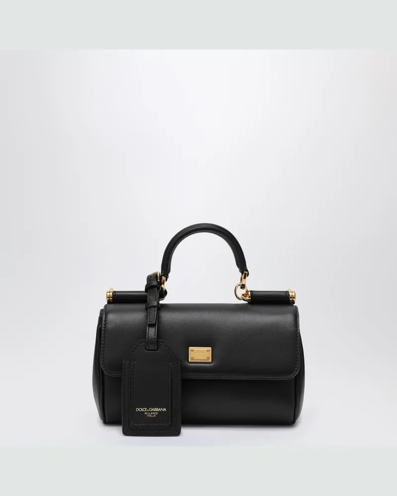 Dolce & Gabbana Kleine My Sicily Handtasche aus schwarzem Leder Black