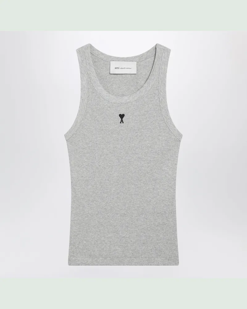 AMI Paris Graues Ami De Coeur Tanktop Grey