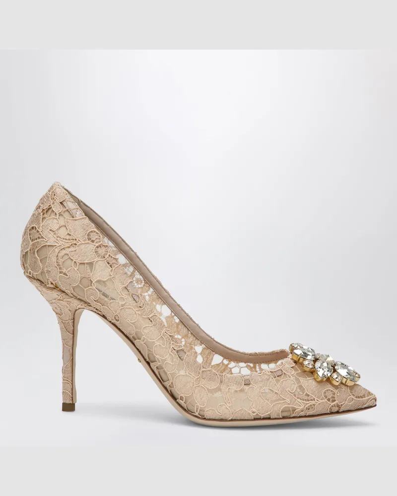 Dolce & Gabbana Bellucci Pumps mit Kristallen aus Taormina-Spitze aprikose Orange