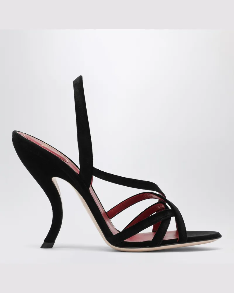 Valentino Garavani Fetishique-Sandale aus schwarzem Samt Black