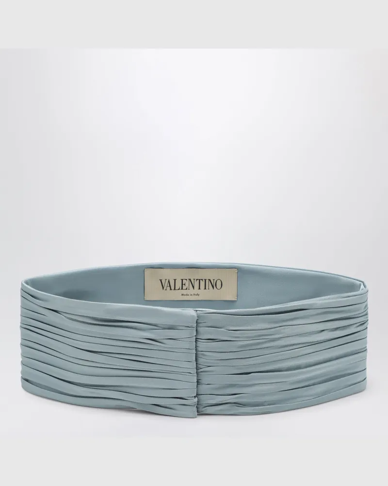 Valentino Garavani Grau-hellblauer Gürtel mit Plissee-Verarbeitung Grey
