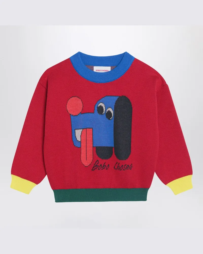 BOBO CHOSES Roter Pullover mit Logo-Intarsie Rot