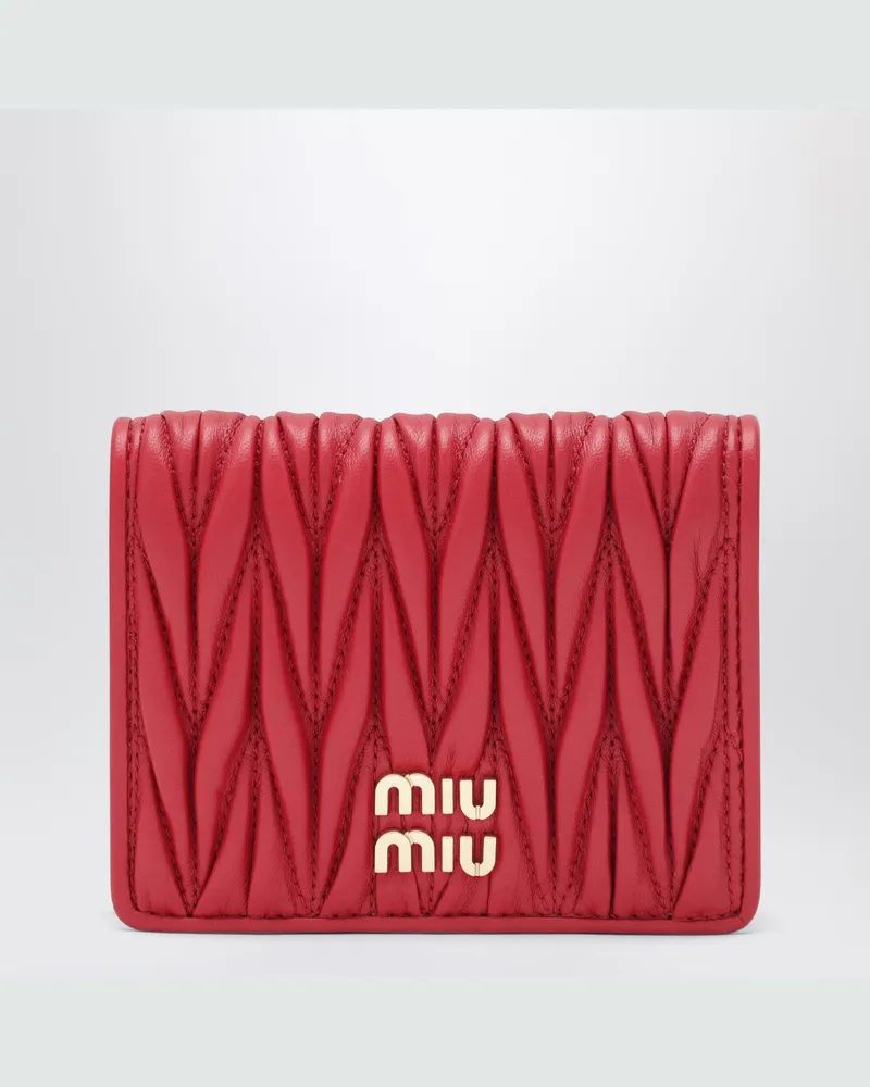 Miu Miu Rotes Portemonnaie aus matelassiertem Nappaleder Red
