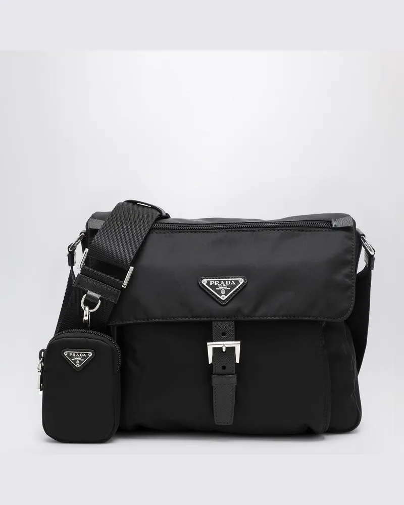 Prada Schwarze Umhängetasche aus Re-Nylon Schwarz