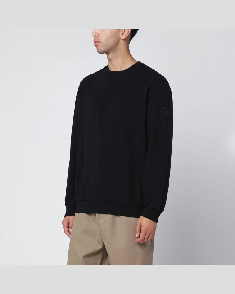 Stone Island Schwarzes Sweatshirt aus Stretch-Baumwollmix Schwarz