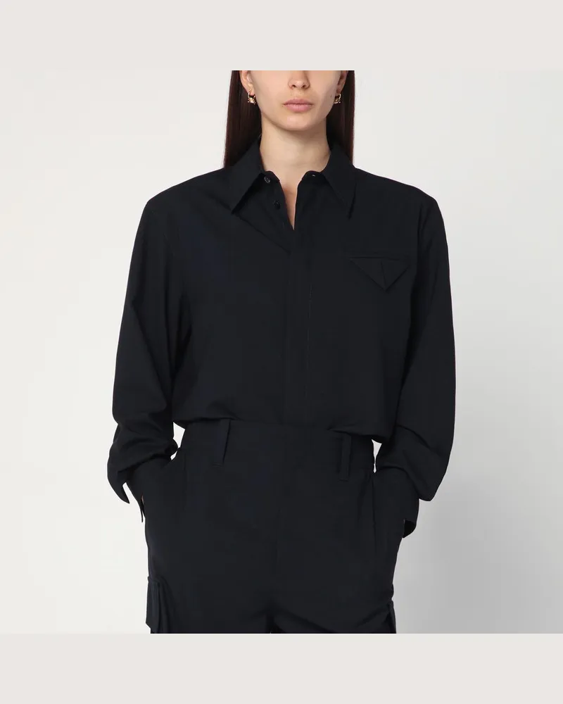 Bottega Veneta Nachtblaues Hemd aus Wolltwill Blau