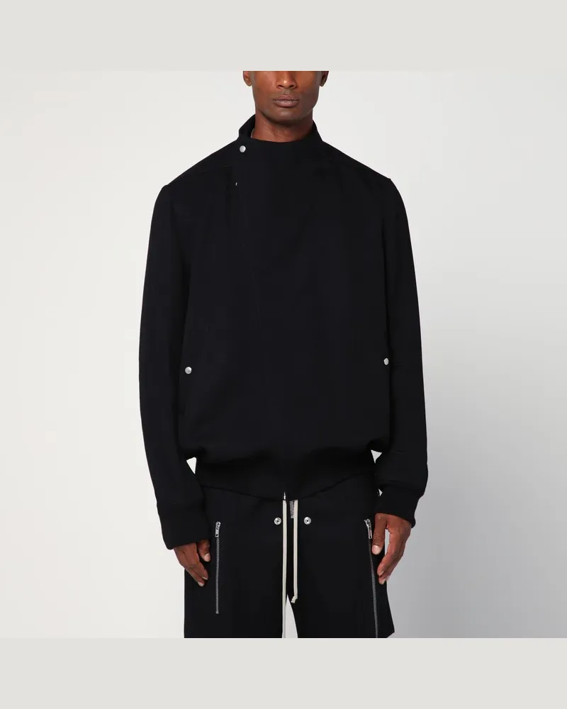Rick Owens Schwarze Wolljacke mit Reißverschluss Schwarz