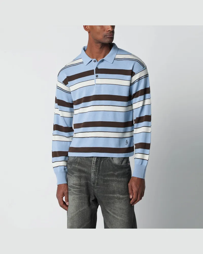J.W.Anderson Hellblau gestreiftes Polo aus Baumwollmischung 