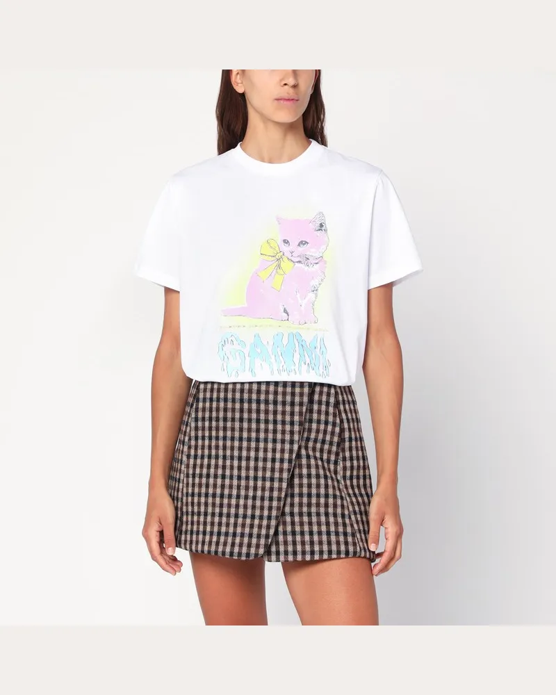 Ganni Weißes Kitty T-Shirt Weiß