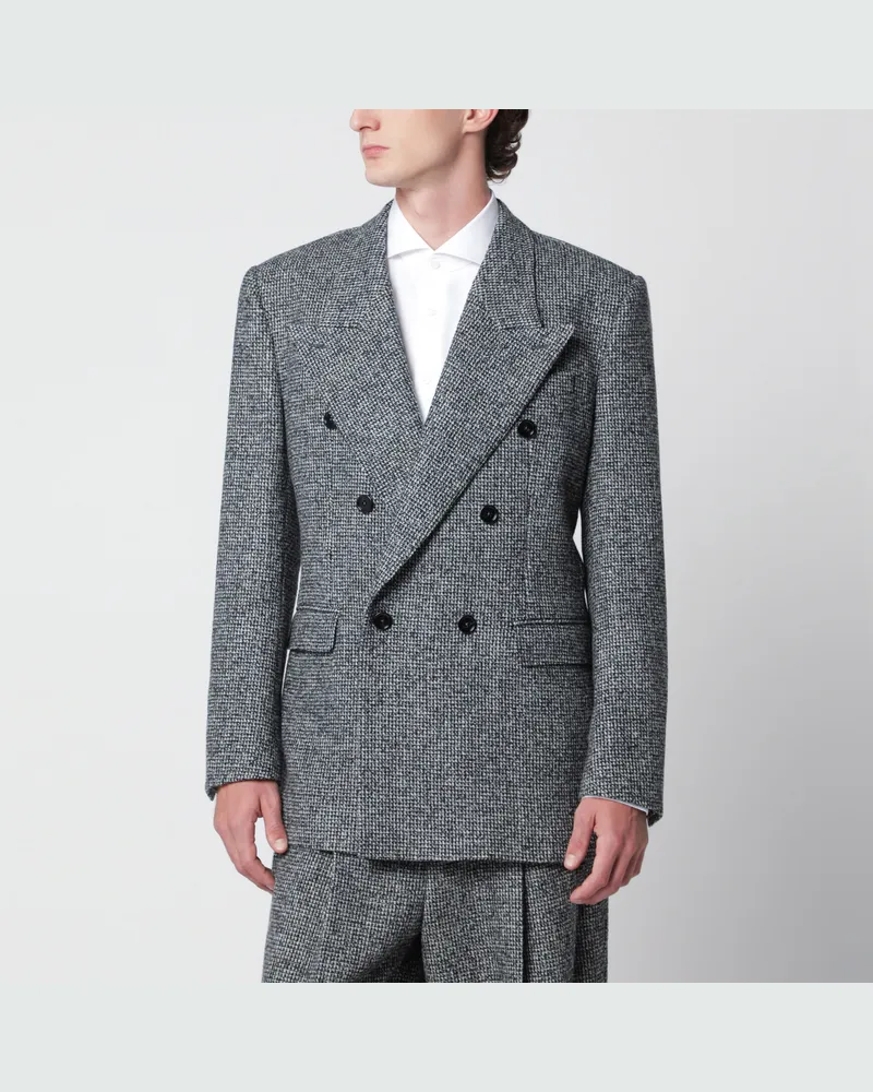 Dolce & Gabbana Graue zweireihige Sinatra Jacke aus melierter Wollmischung Grey