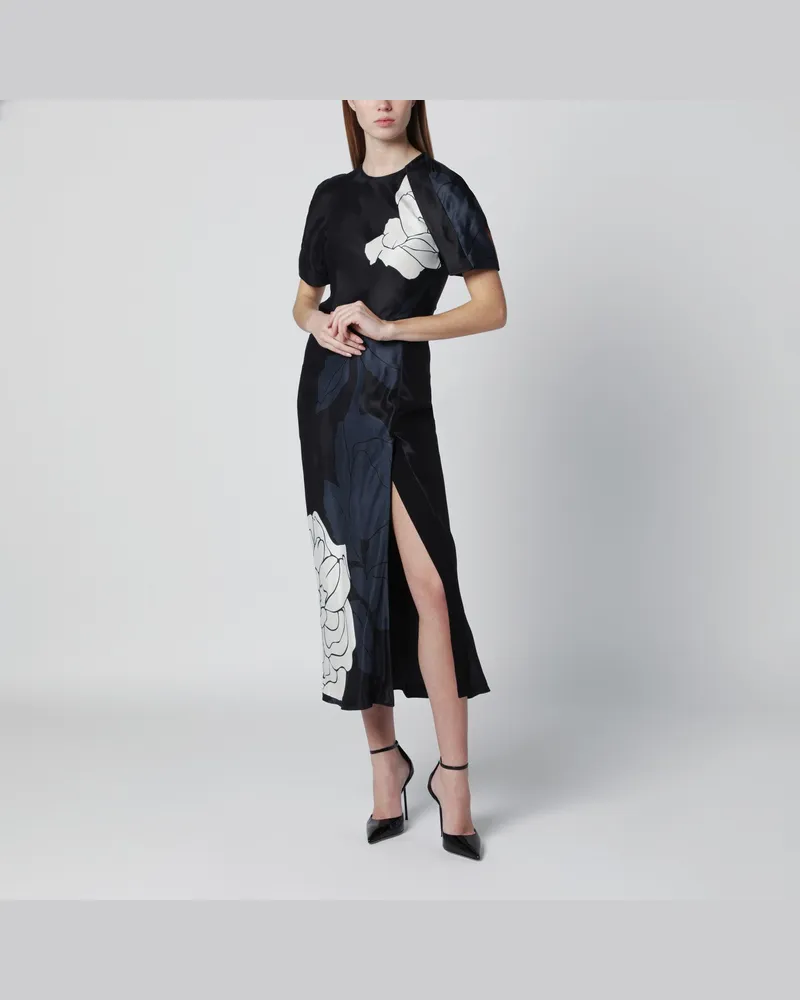 Victoria Beckham Eve Midi-Kleid aus floralem Satin Blue