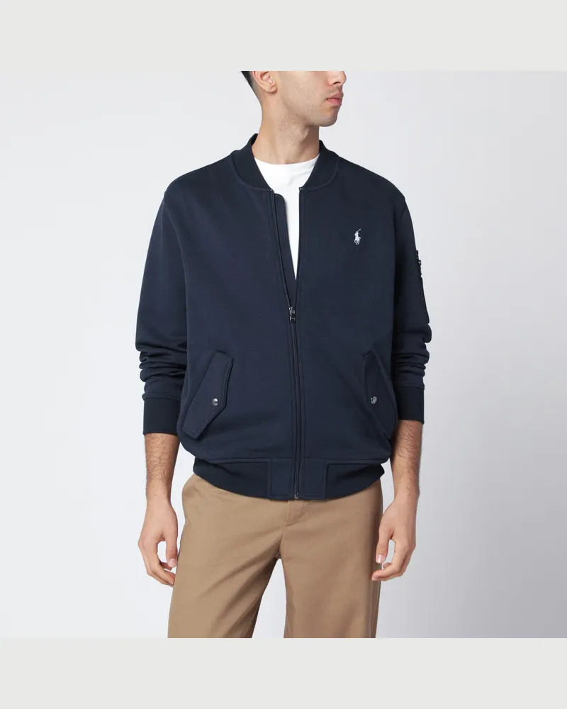 Ralph Lauren Marineblaue Sweatjacke aus Baumwollmix Blue