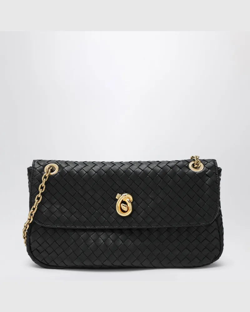 Bottega Veneta Schwarze Madison Schultertasche in Intrecciato Black