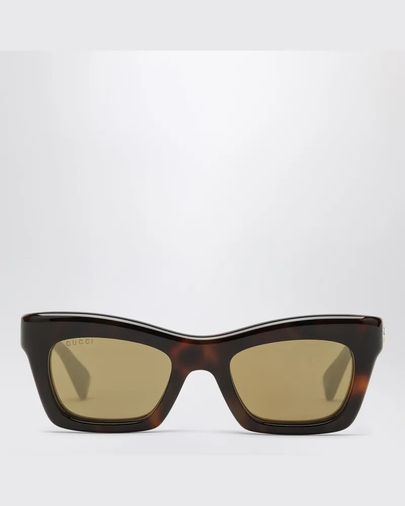 Gucci Eckige Sonnenbrille aus Acetat mit Schildpatt-Optik Braun