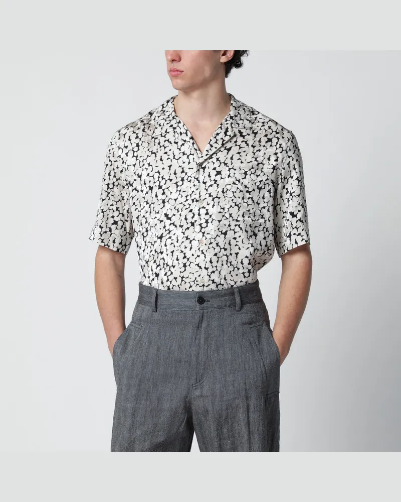 Dries van Noten Viskosehemd mit schwarz/ecru Muster White