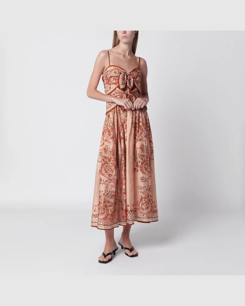 Zimmermann Aster Midikleid mit Seidenschal-Detail Multicolor