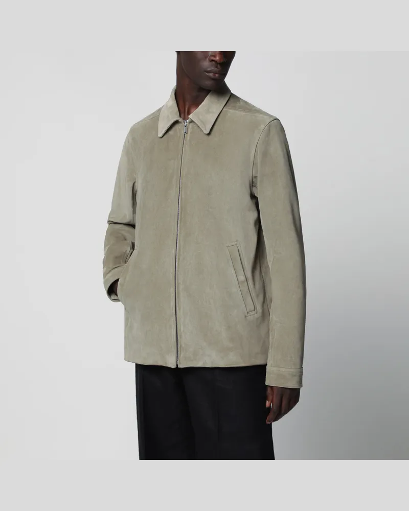 Rick Owens Brad Jacke aus perlfarbenem Veloursleder Beige