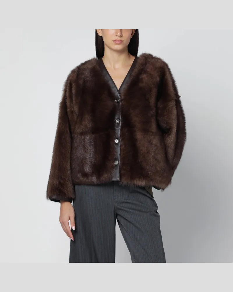 Loewe Brauner Shearling-Cardigan Braun