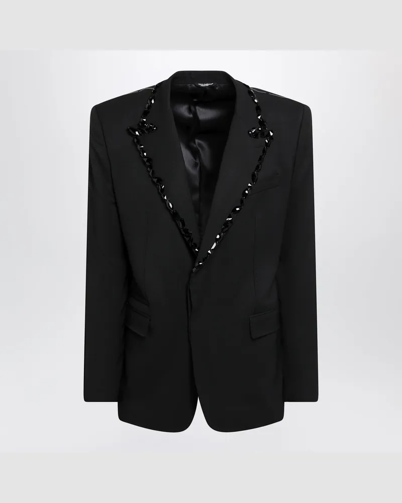 Dolce & Gabbana Blazer mit Strass aus Wollmischung in Schwarz Black