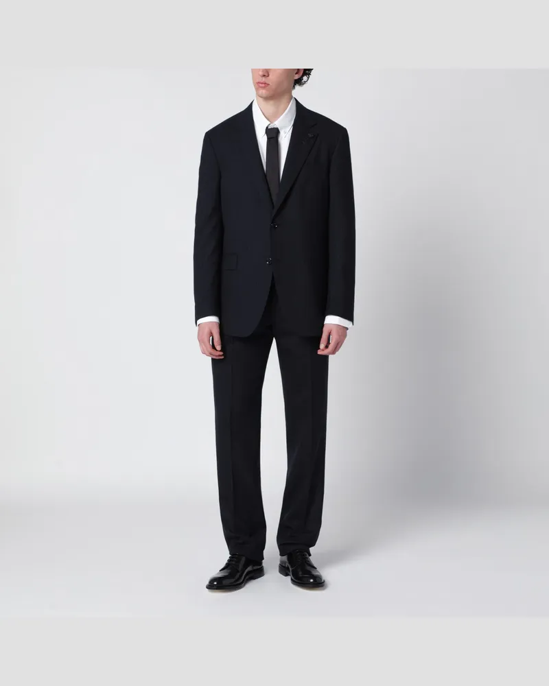 LARDINI Blauer Nadelstreifen-Einreiher-Anzug aus Wolle Blue